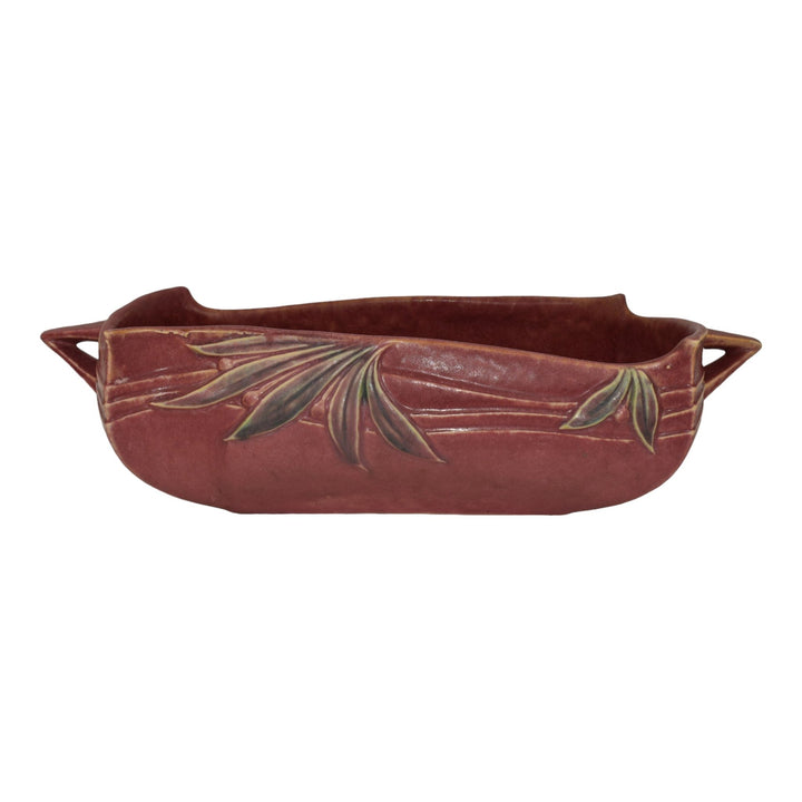 Roseville Velmoss II Rose 1935 Vintage Art Deco Pottery Console Bowl 266-6 - Just Art Pottery