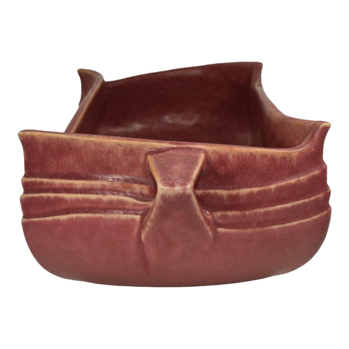 Roseville Velmoss II Rose 1935 Vintage Art Deco Pottery Console Bowl 266-6 - Just Art Pottery