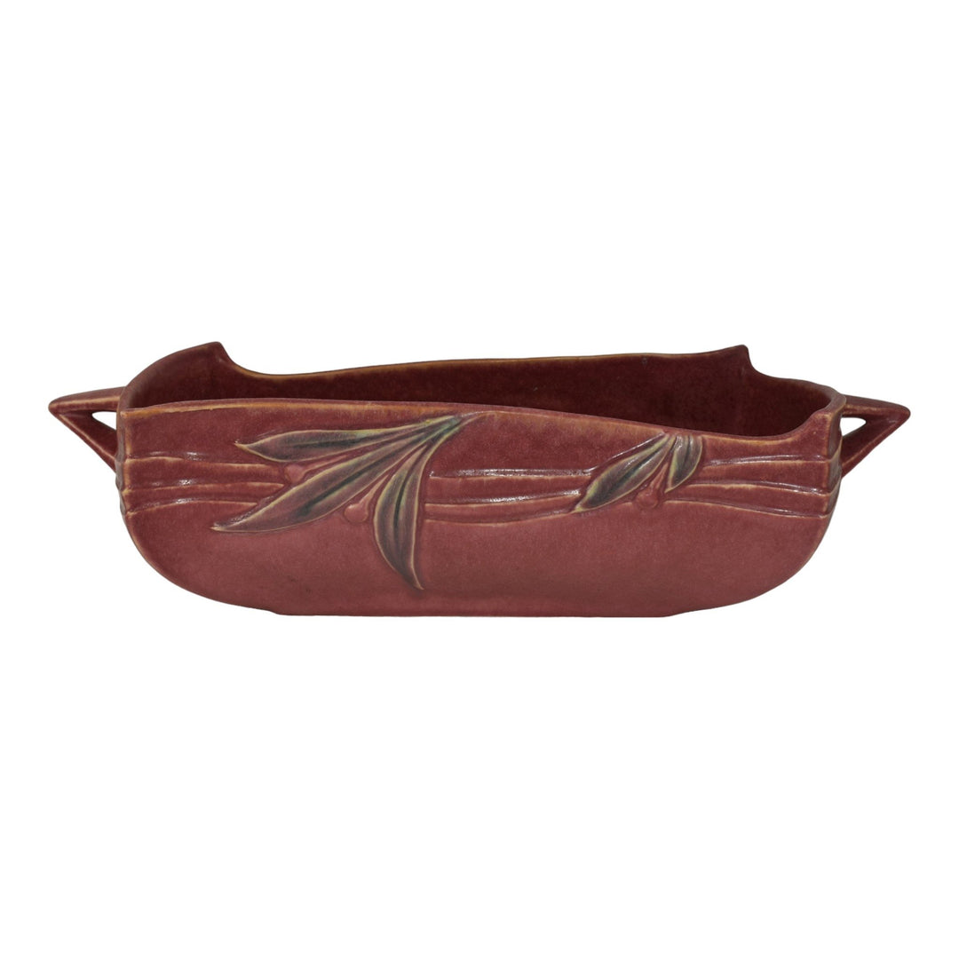 Roseville Velmoss II Rose 1935 Vintage Art Deco Pottery Console Bowl 266-6 - Just Art Pottery