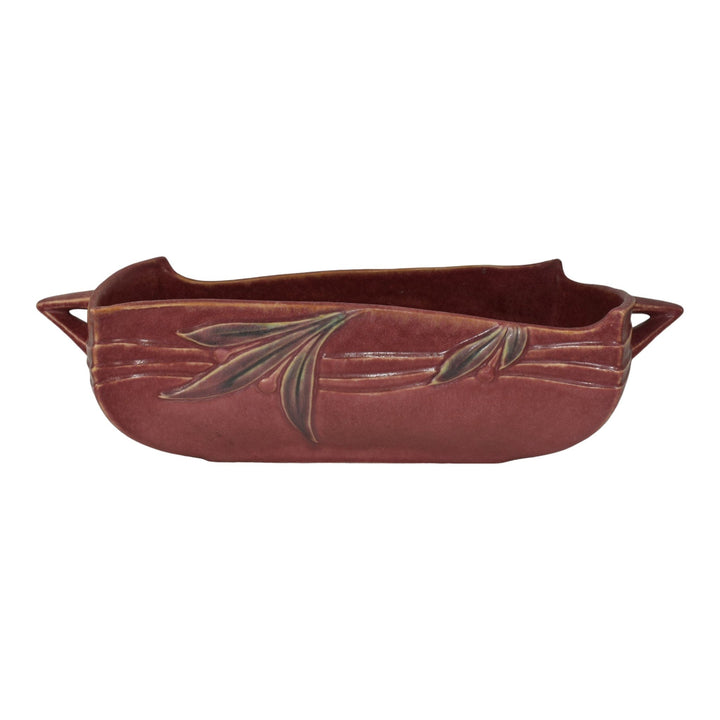 Roseville Velmoss II Rose 1935 Vintage Art Deco Pottery Console Bowl 266-6 - Just Art Pottery