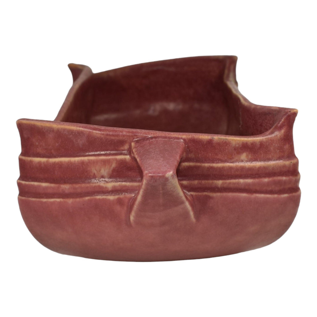Roseville Velmoss II Rose 1935 Vintage Art Deco Pottery Console Bowl 266-6 - Just Art Pottery