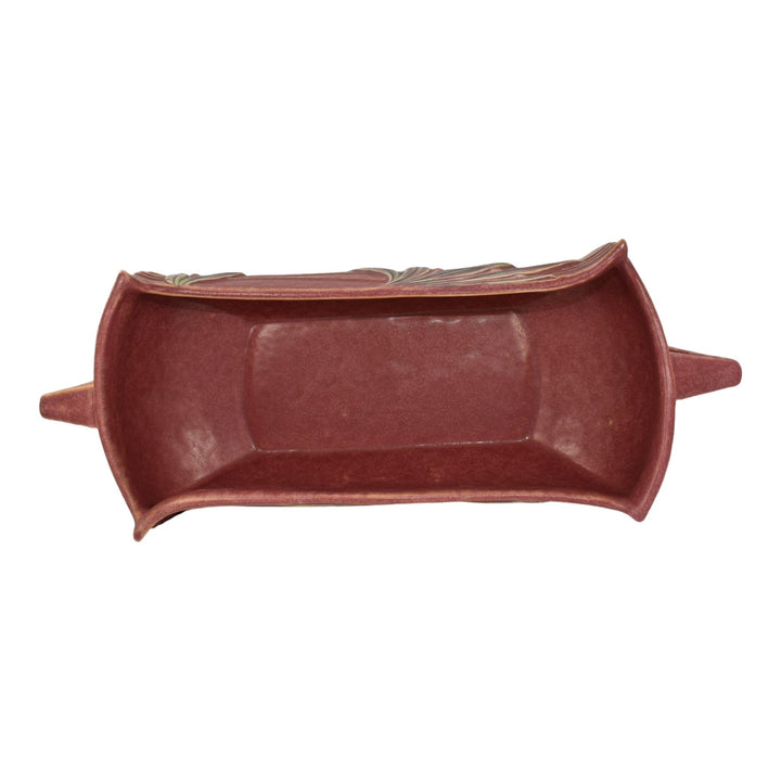 Roseville Velmoss II Rose 1935 Vintage Art Deco Pottery Console Bowl 266-6 - Just Art Pottery