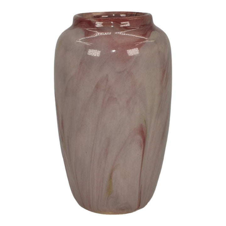 Weller Marbleized 1914 Vintage Art Deco Pottery Red Swirl Glaze Ceramic Vase - Just Art Pottery