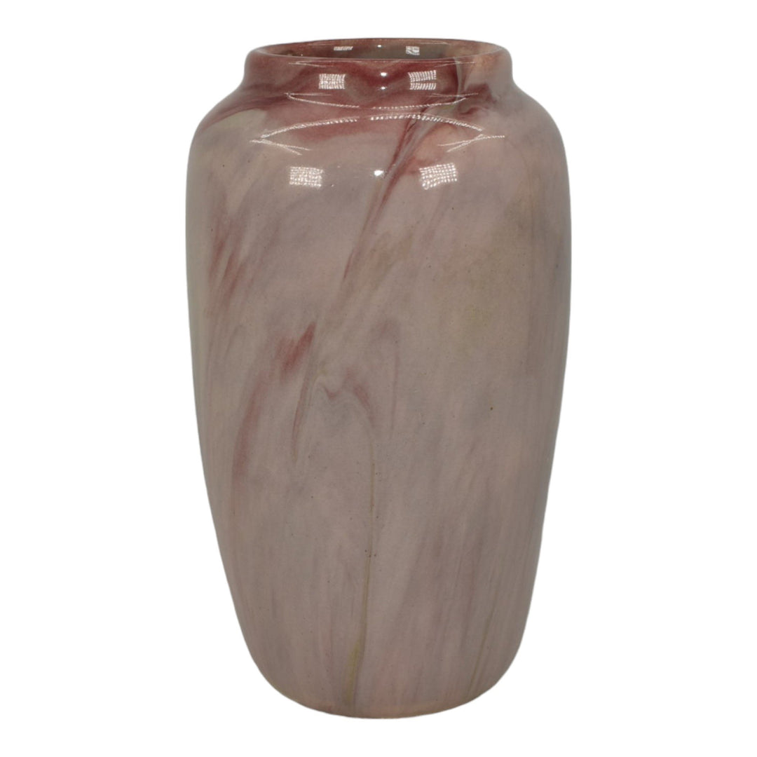 Weller Marbleized 1914 Vintage Art Deco Pottery Red Swirl Glaze Ceramic Vase - Just Art Pottery