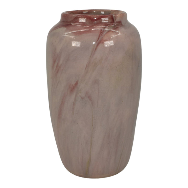 Weller Marbleized 1914 Vintage Art Deco Pottery Red Swirl Glaze Ceramic Vase - Just Art Pottery