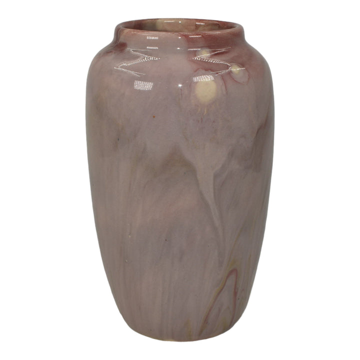 Weller Marbleized 1914 Vintage Art Deco Pottery Red Swirl Glaze Ceramic Vase - Just Art Pottery