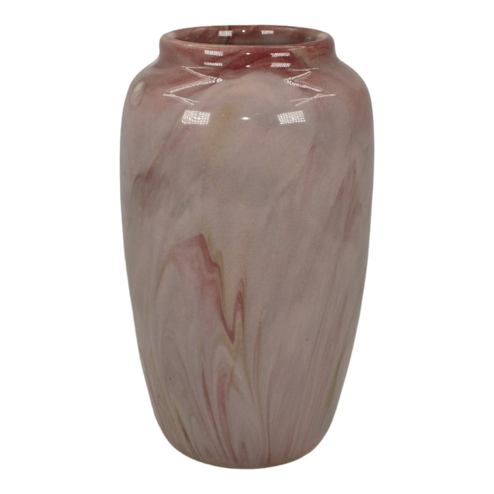 Weller Marbleized 1914 Vintage Art Deco Pottery Red Swirl Glaze Ceramic Vase - Just Art Pottery