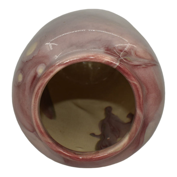 Weller Marbleized 1914 Vintage Art Deco Pottery Red Swirl Glaze Ceramic Vase - Just Art Pottery