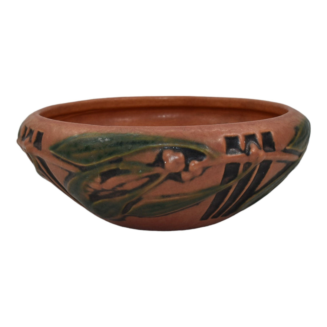 Roseville Laurel Red 1934 Vintage Arts And Crafts Pottery Ceramic Bowl - Just Art Pottery