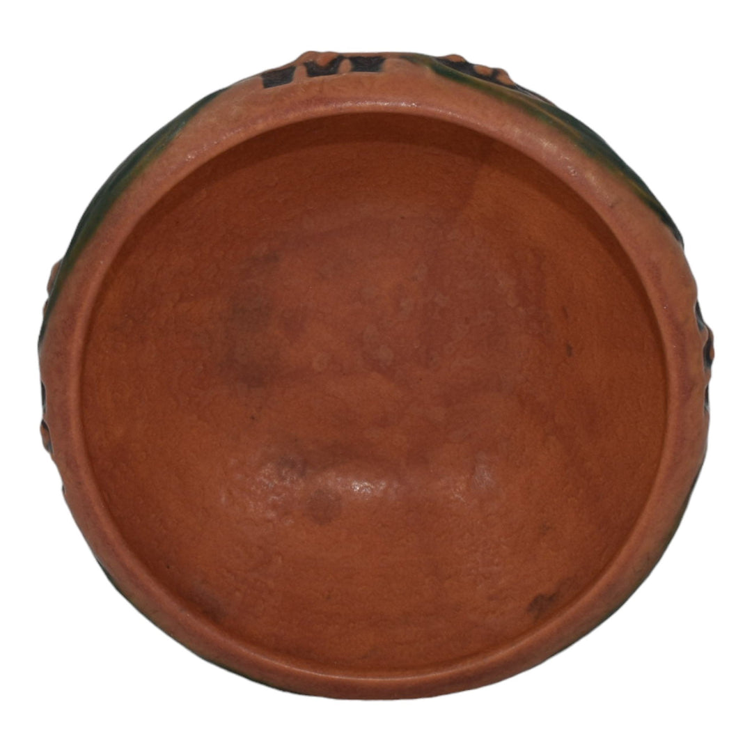 Roseville Laurel Red 1934 Vintage Arts And Crafts Pottery Ceramic Bowl - Just Art Pottery