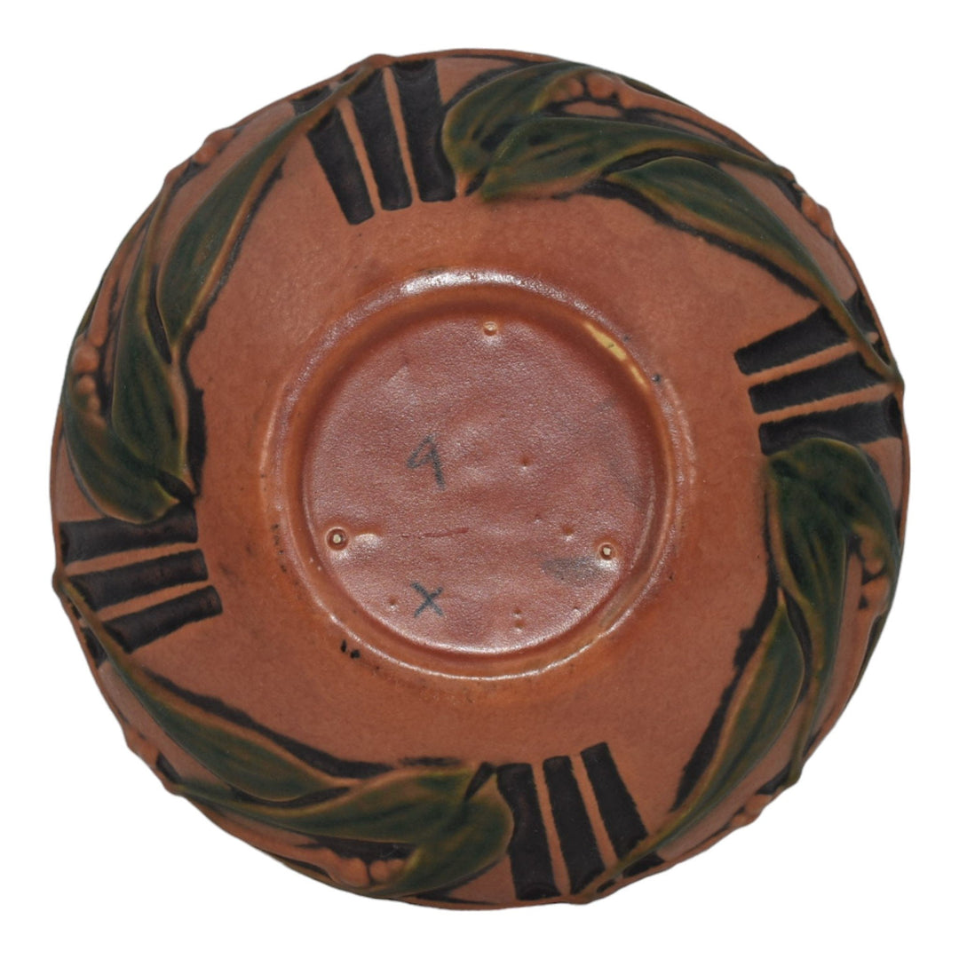 Roseville Laurel Red 1934 Vintage Arts And Crafts Pottery Ceramic Bowl - Just Art Pottery