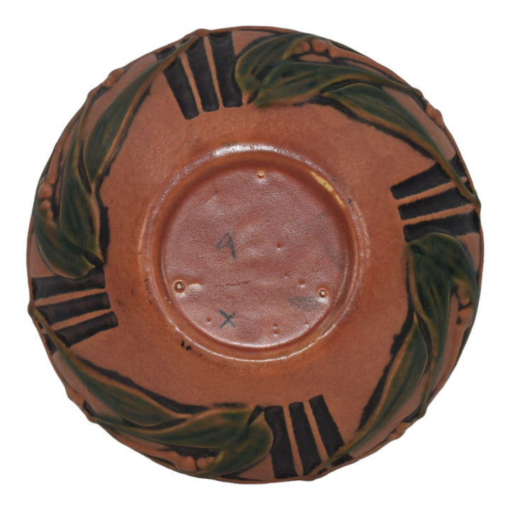 Roseville Laurel Red 1934 Vintage Arts And Crafts Pottery Ceramic Bowl - Just Art Pottery
