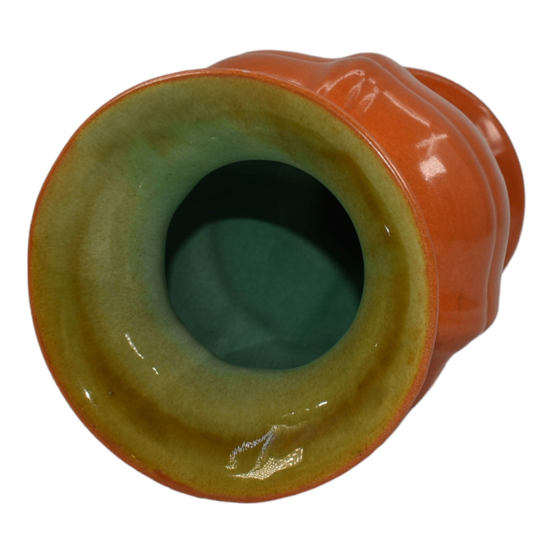 Stangl 1930s Vintage Art Deco Pottery Tangerine Orange Green Ceramic Vase 1906