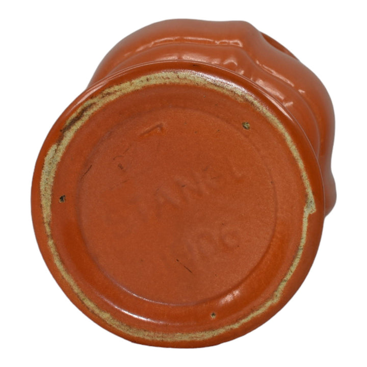 Stangl 1930s Vintage Art Deco Pottery Tangerine Orange Green Ceramic Vase 1906