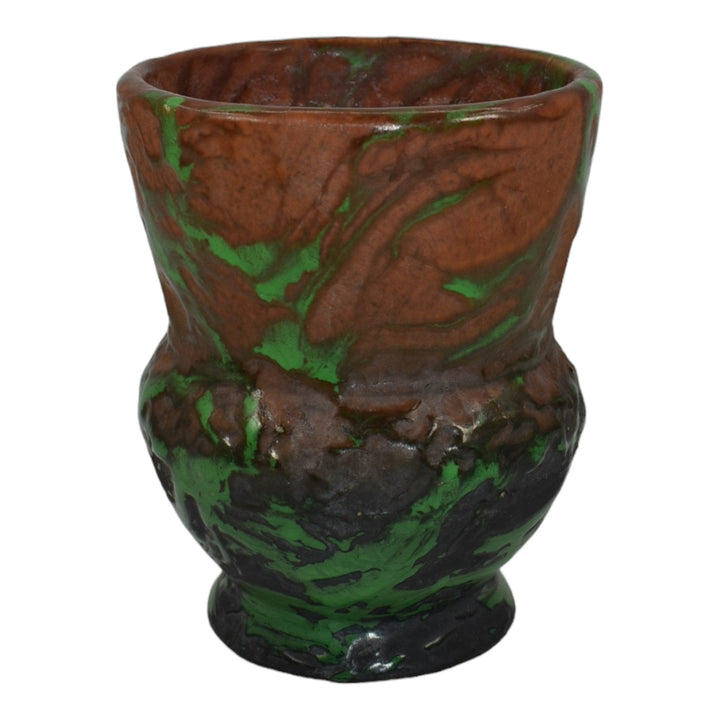 Weller Greora 1930s Vintage Art Deco Pottery Brown Green Ceramic Flower Vase