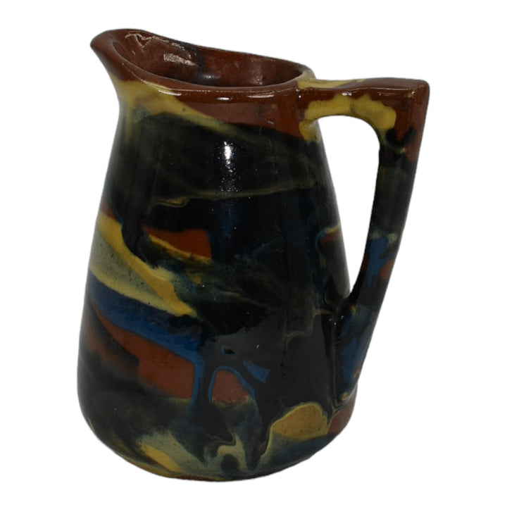 Peters And Reed Marbelized 1920s Vintage Pottery Brown Ceramic Creamer Pitcher - Just Art Pottery