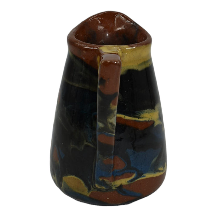 Peters And Reed Marbelized 1920s Vintage Pottery Brown Ceramic Creamer Pitcher - Just Art Pottery