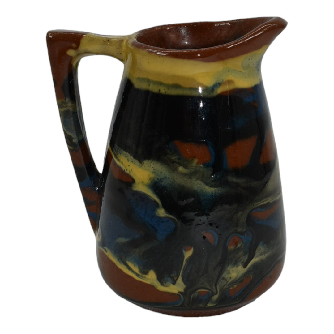 Peters And Reed Marbelized 1920s Vintage Pottery Brown Ceramic Creamer Pitcher - Just Art Pottery