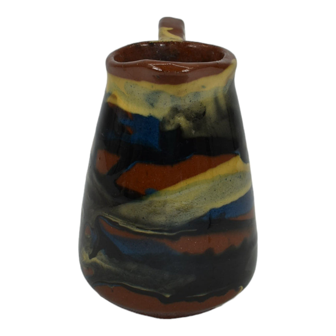 Peters And Reed Marbelized 1920s Vintage Pottery Brown Ceramic Creamer Pitcher - Just Art Pottery