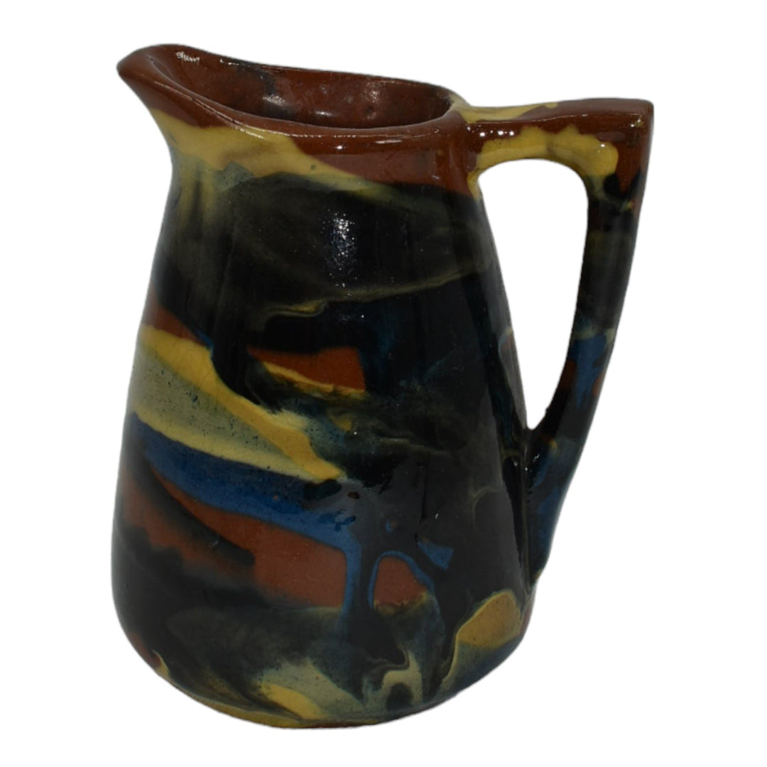 Peters And Reed Marbelized 1920s Vintage Pottery Brown Ceramic Creamer Pitcher - Just Art Pottery