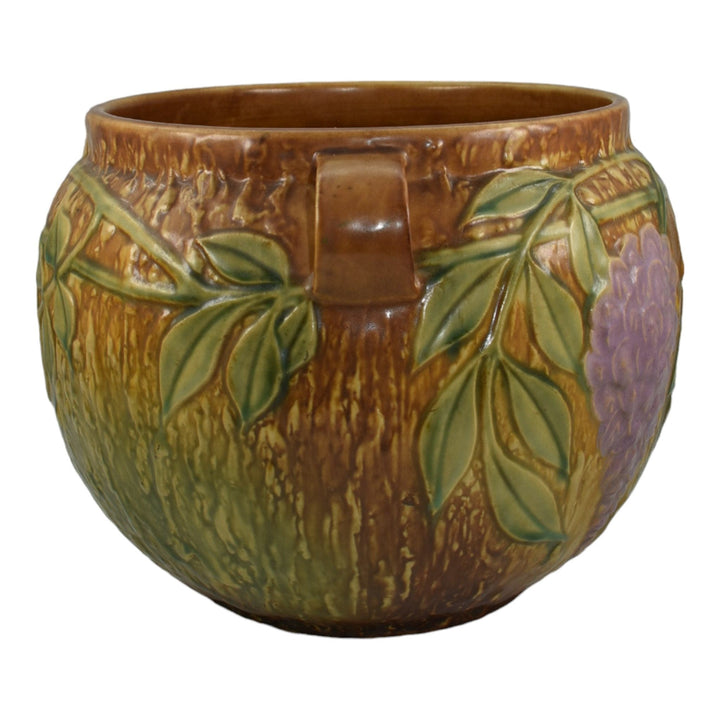 Roseville Wisteria Tan 1933 Vintage Art Pottery Ceramic Jardiniere Planter 628-8 - Just Art Pottery