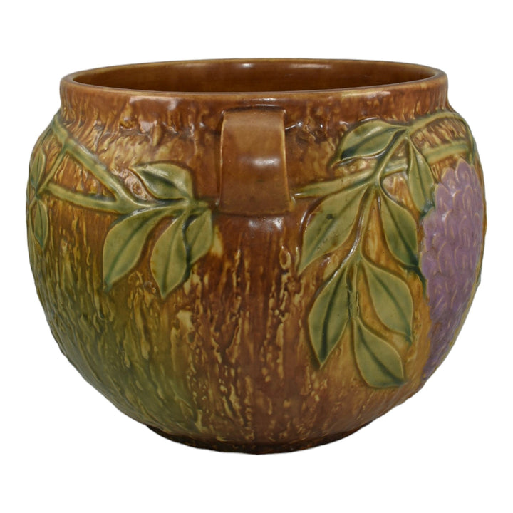 Roseville Wisteria Tan 1933 Vintage Art Pottery Ceramic Jardiniere Planter 628-8 - Just Art Pottery
