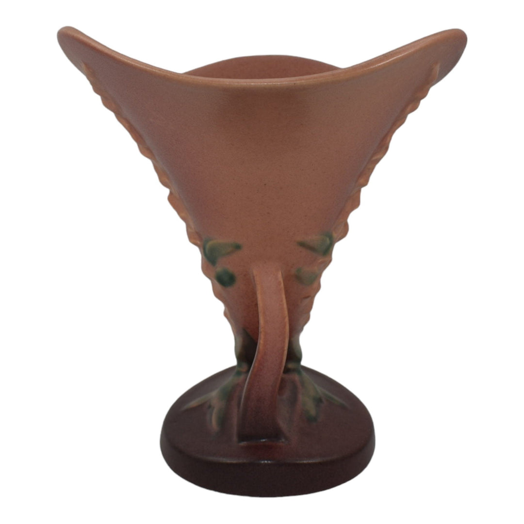 Roseville Foxglove Pink 1942 Vintage Art Deco Pottery Cornucopia Vase 164-8