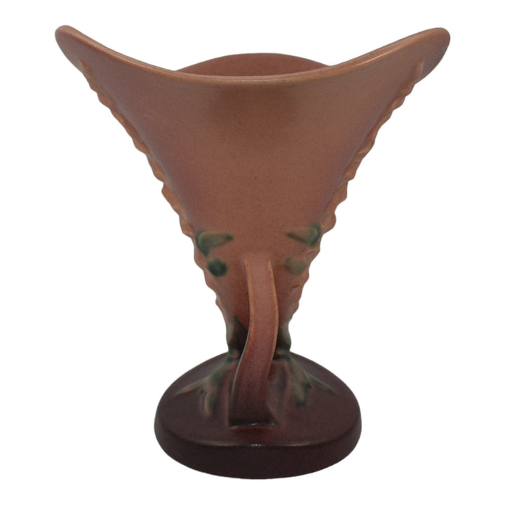 Roseville Foxglove Pink 1942 Vintage Art Deco Pottery Cornucopia Vase 164-8