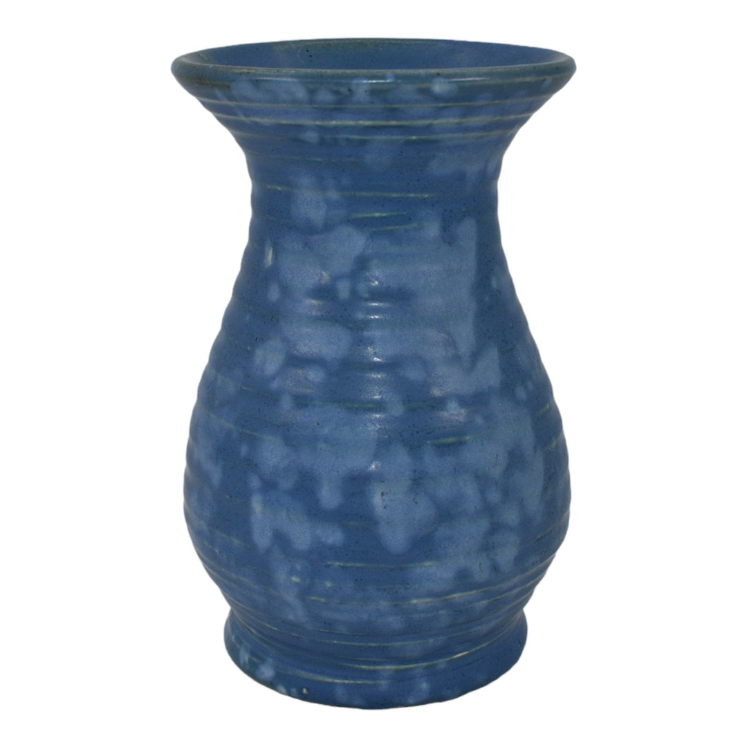 Camark 1930s Vintage Art Deco Pottery Mottled Blue Ceramic Vase
