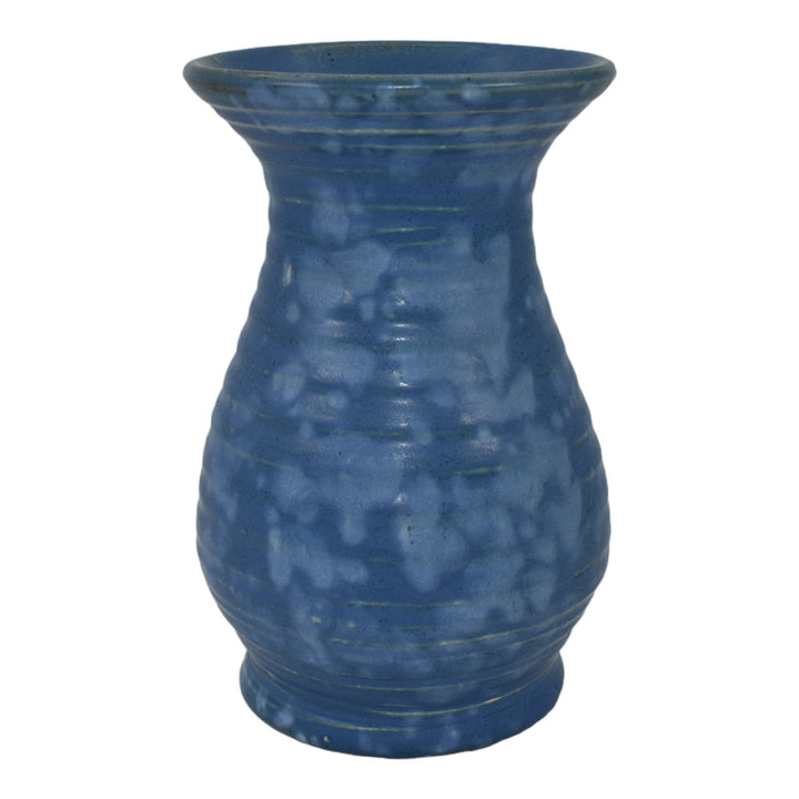Camark 1930s Vintage Art Deco Pottery Mottled Blue Ceramic Vase
