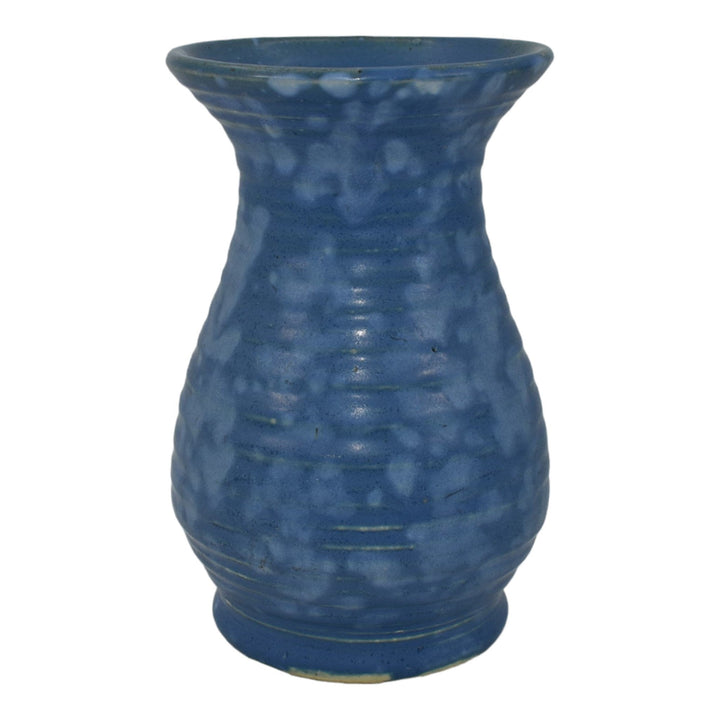 Camark 1930s Vintage Art Deco Pottery Mottled Blue Ceramic Vase