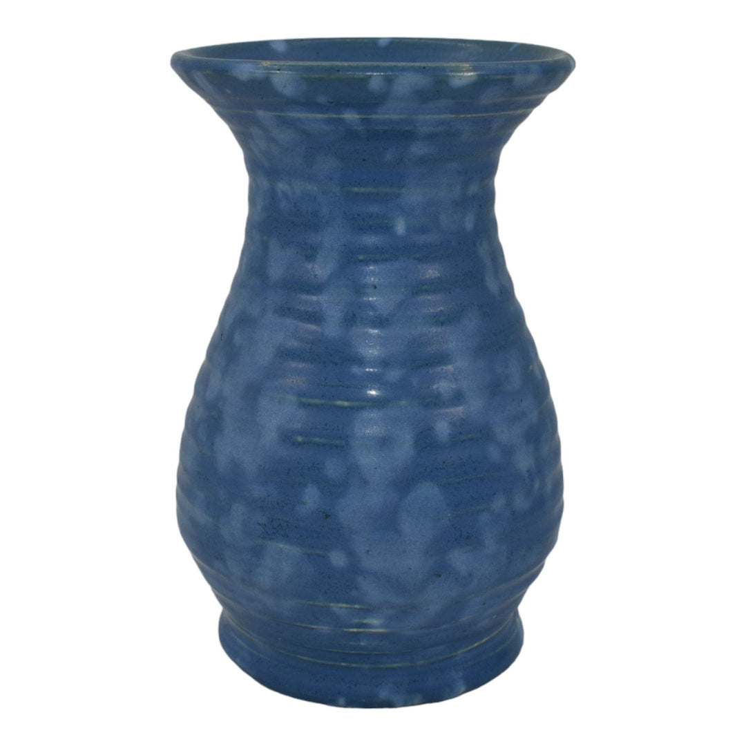 Camark 1930s Vintage Art Deco Pottery Mottled Blue Ceramic Vase