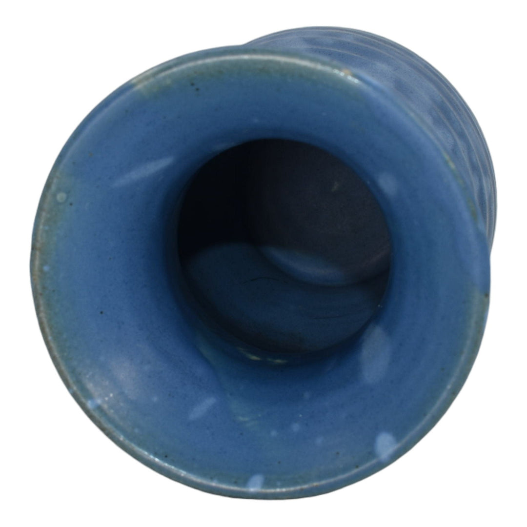 Camark 1930s Vintage Art Deco Pottery Mottled Blue Ceramic Vase
