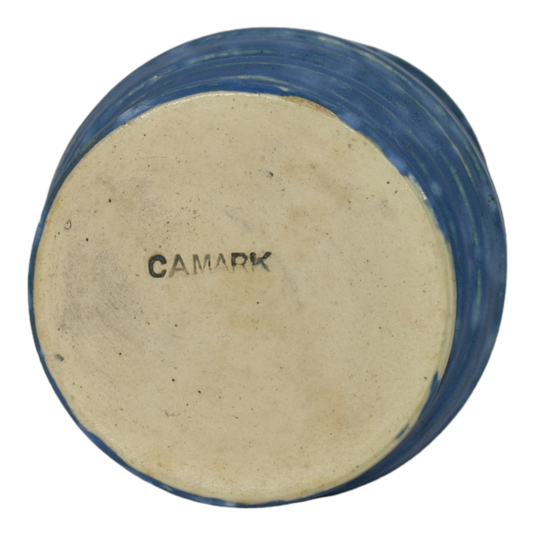 Camark 1930s Vintage Art Deco Pottery Mottled Blue Ceramic Vase
