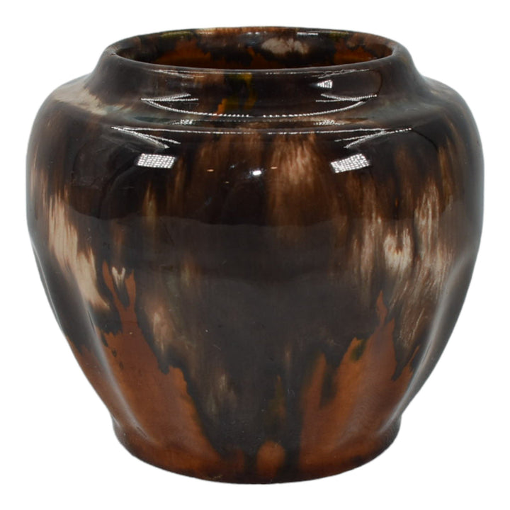 Brush McCoy 1930s Vintage Art Pottery Brown Onyx Blended Ceramic Vase - Just Art Pottery