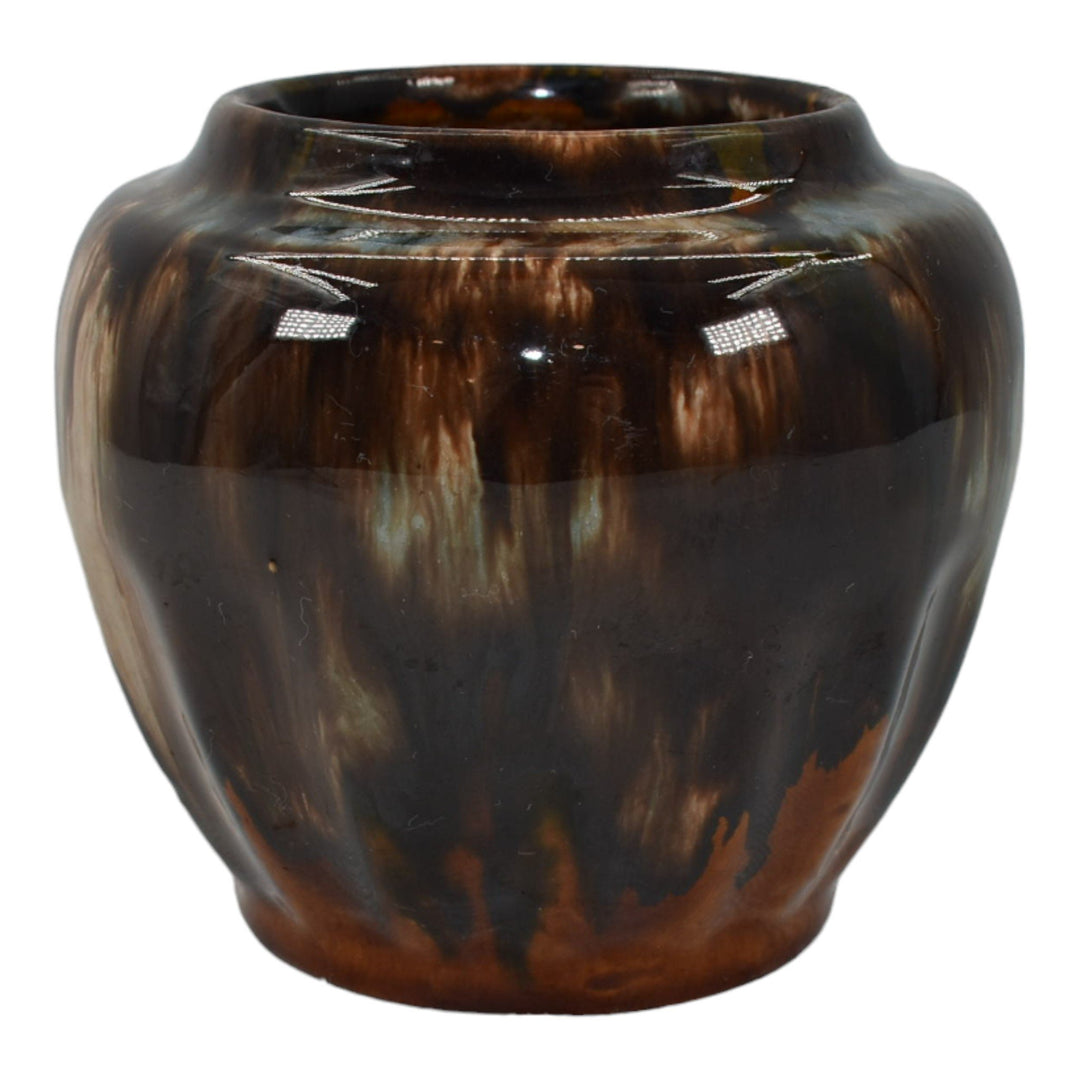 Brush McCoy 1930s Vintage Art Pottery Brown Onyx Blended Ceramic Vase - Just Art Pottery