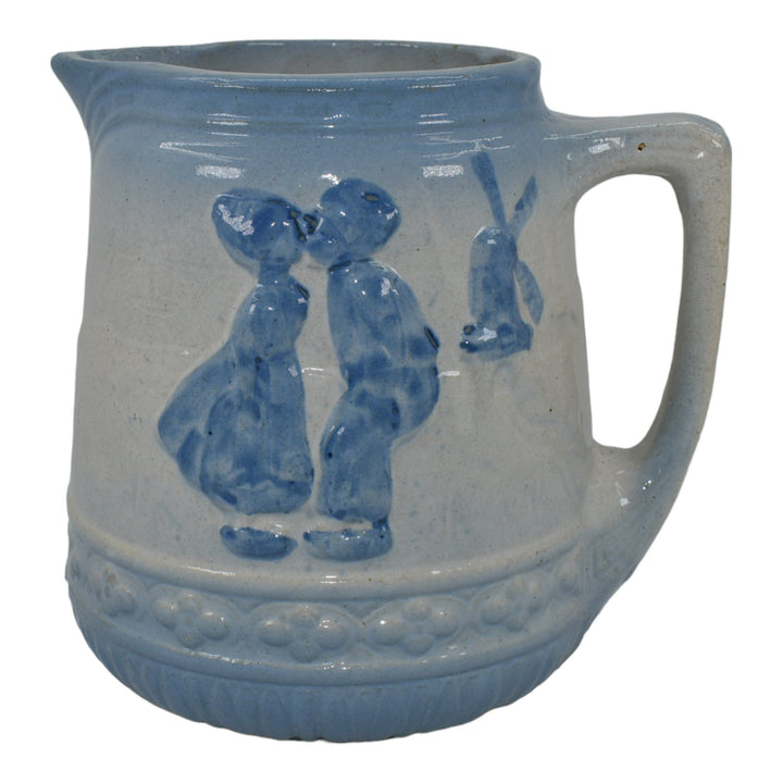 Brush McCoy 1916 Vintage Art Pottery Dutch Children Windmills Ceramic Pitcher 53 - Just Art Pottery