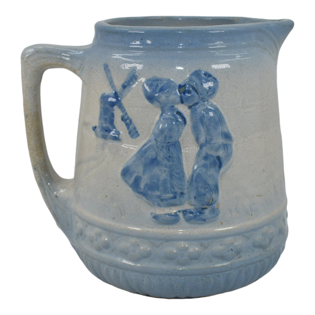 Brush McCoy 1916 Vintage Art Pottery Dutch Children Windmills Ceramic Pitcher 53 - Just Art Pottery