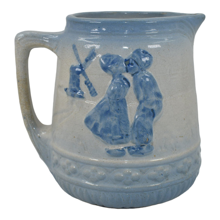 Brush McCoy 1916 Vintage Art Pottery Dutch Children Windmills Ceramic Pitcher 53 - Just Art Pottery