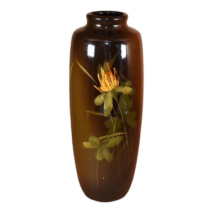 Owens Utopian Early 1900s Vintage Art Pottery Standard Glaze Clover Lamp Vase - Just Art Pottery