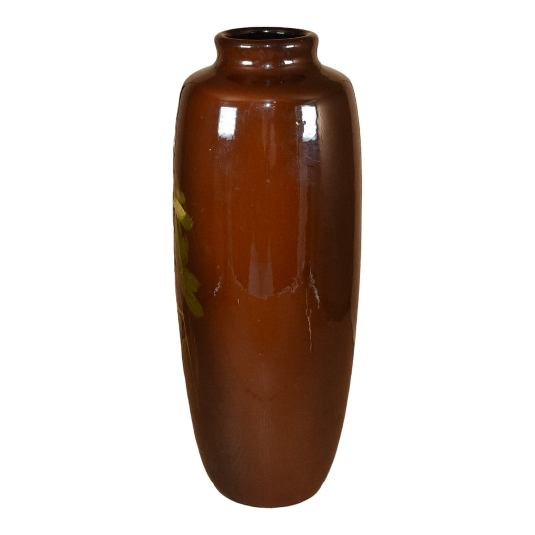 Owens Utopian Early 1900s Vintage Art Pottery Standard Glaze Clover Lamp Vase - Just Art Pottery