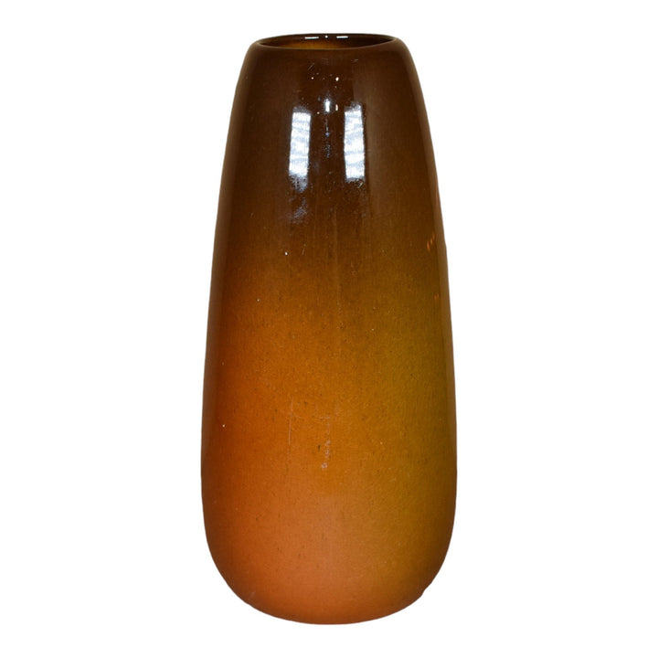 Owens Utopian 1900s Vintage Art Pottery Hand Painted Leaves Factory Lamp Vase S6 - Just Art Pottery