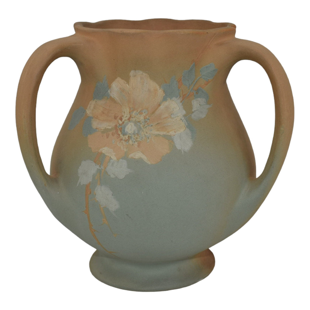 Owens Matte Utopian c1902 Vintage Art Pottery Pastel Floral Ceramic Vase 826