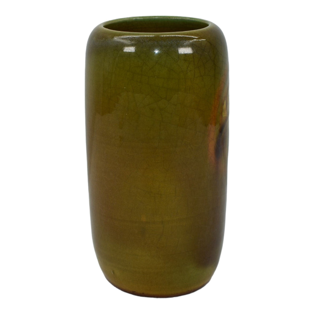 Ephraim Faience 2012 Hand Made Pottery Experimental Green Vellum Ceramic Vase