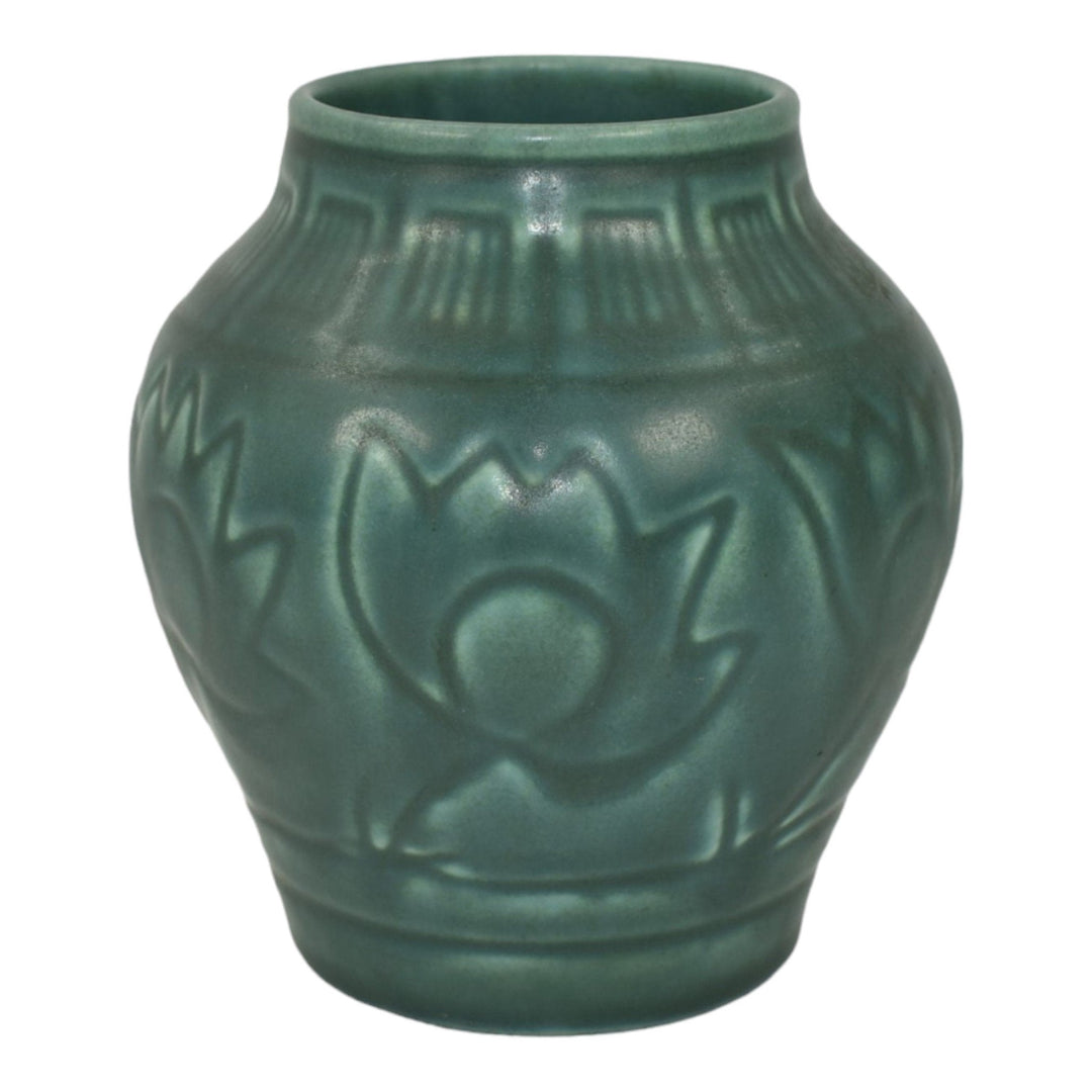 Rookwood 1928 Vintage Art Pottery Teal Green Ceramic Flower Vase 2874