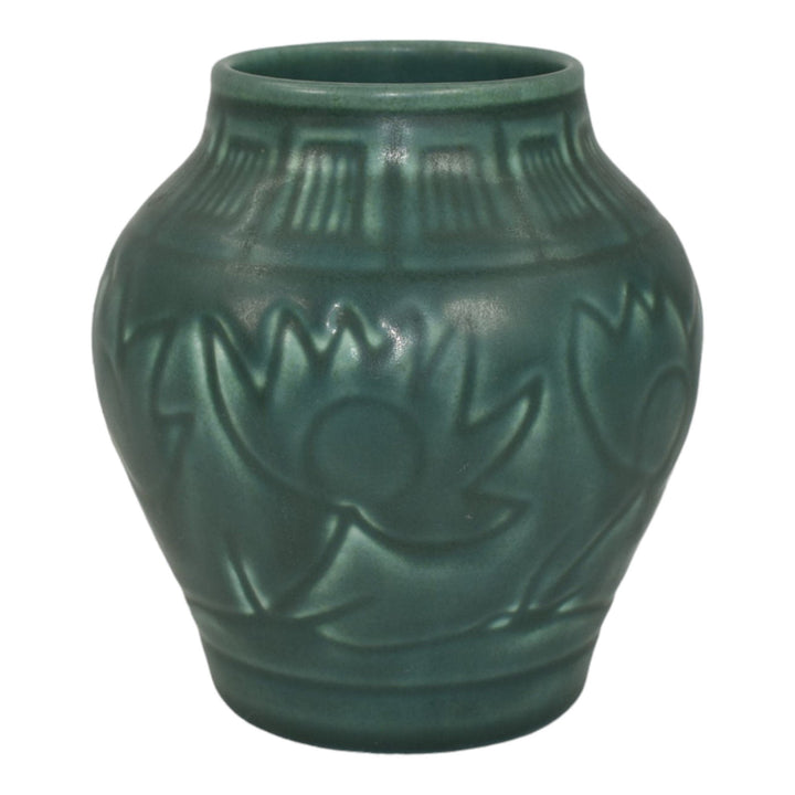 Rookwood 1928 Vintage Art Pottery Teal Green Ceramic Flower Vase 2874