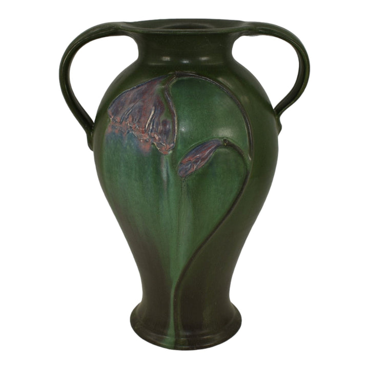 Ephraim Faience 2011 Hand Made Pottery Green Graceful Poppy Ceramic Vase E19