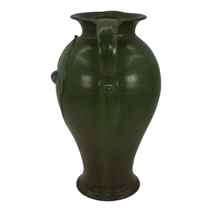 Ephraim Faience 2011 Hand Made Pottery Green Graceful Poppy Ceramic Vase E19