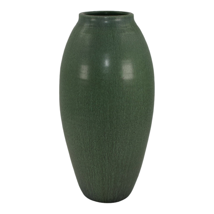 Ephraim Faience 2010 Hand Made Pottery Matte Green Vineyard Ceramic Vase D25