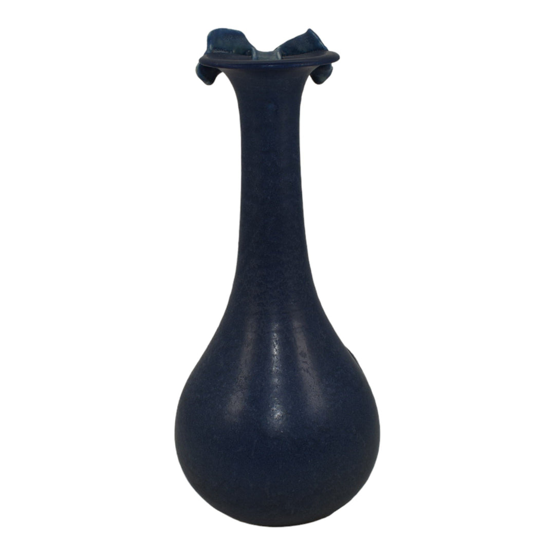 Ephraim Faience 2011 Hand Made Pottery Indigo Blue Moonlit Orchid Vase A05